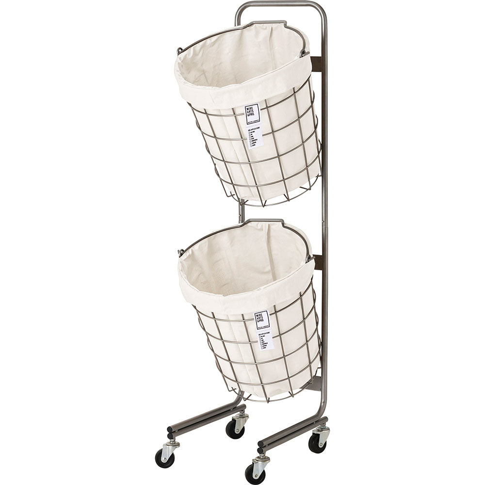 WIRE ARTS ＆ PRO.laundry ROUND BASKET DOUBLE WITH CASTER_25L/2BOX