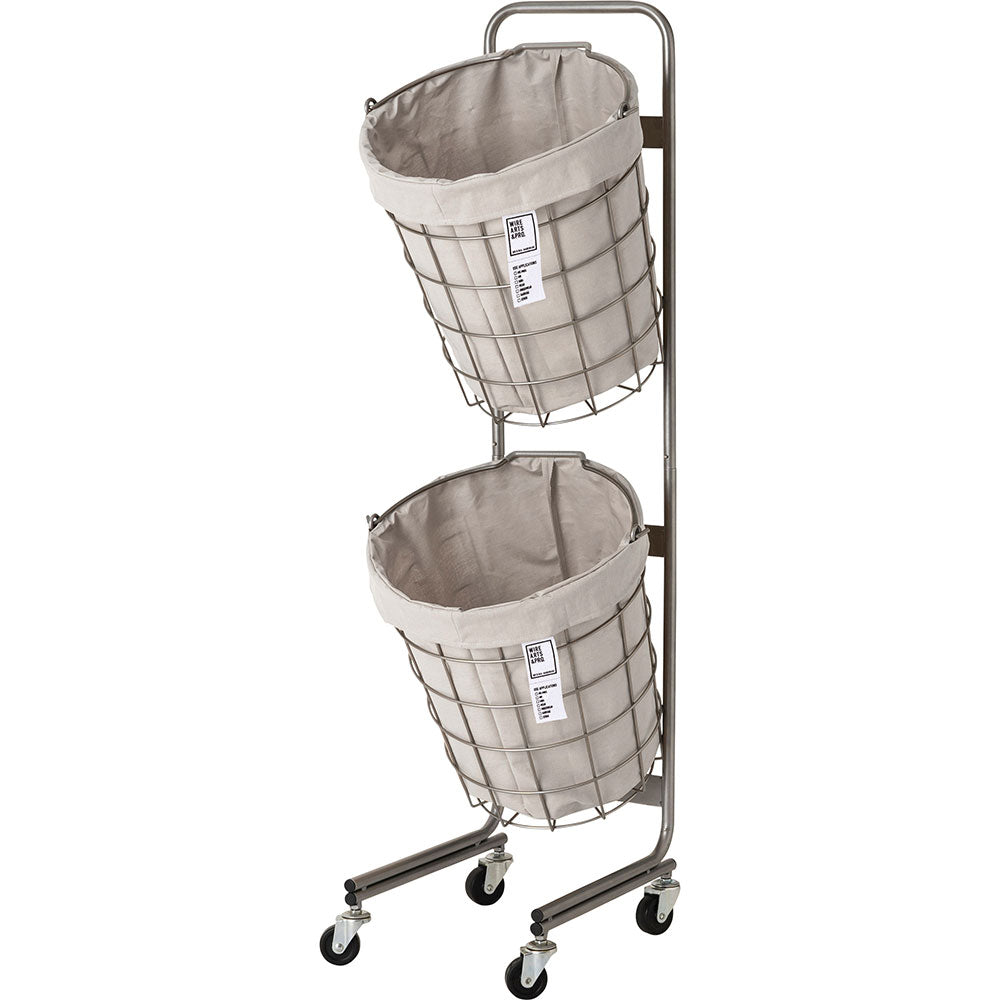 WIRE ARTS ＆ PRO.laundry ROUND BASKET DOUBLE WITH CASTER_25L/2BOX