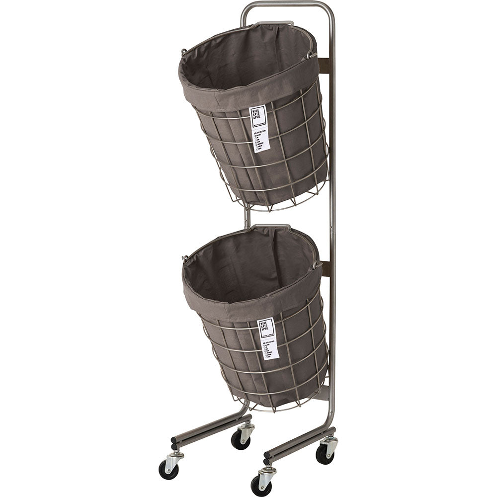 WIRE ARTS ＆ PRO.laundry ROUND BASKET DOUBLE WITH CASTER_25L/2BOX
