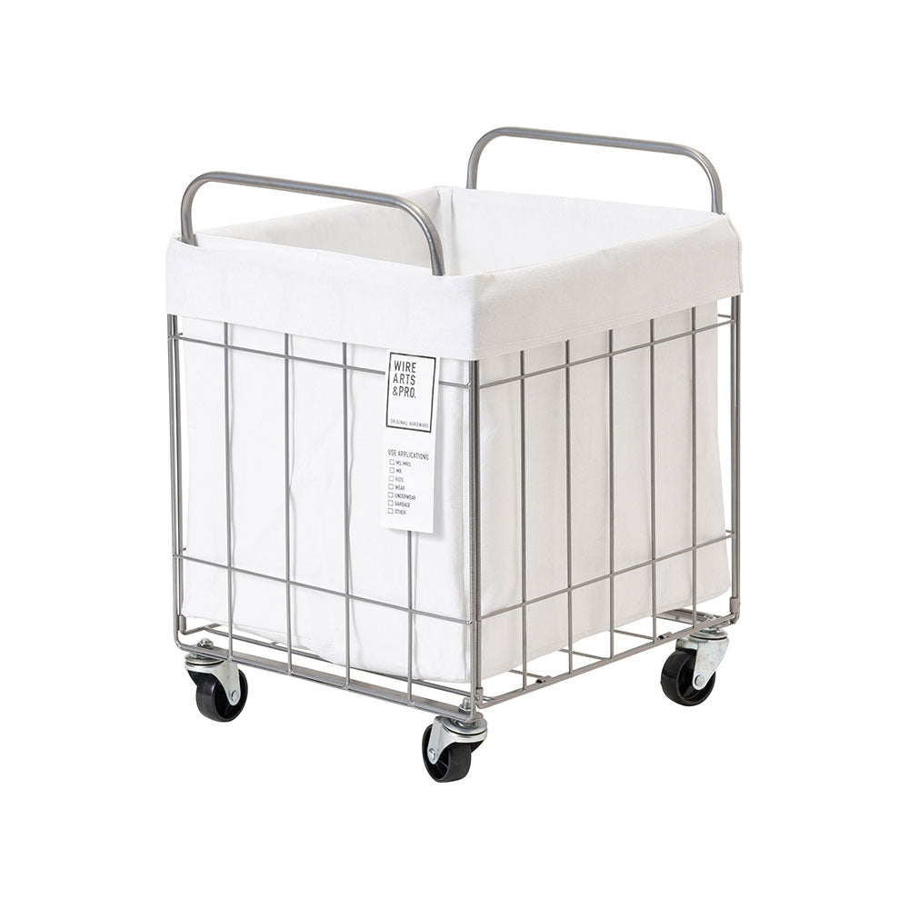 WIRE ARTS ＆ PRO.FOLDING LAUNDRY SQUARE BASKET with CASTER 40L / WIDE