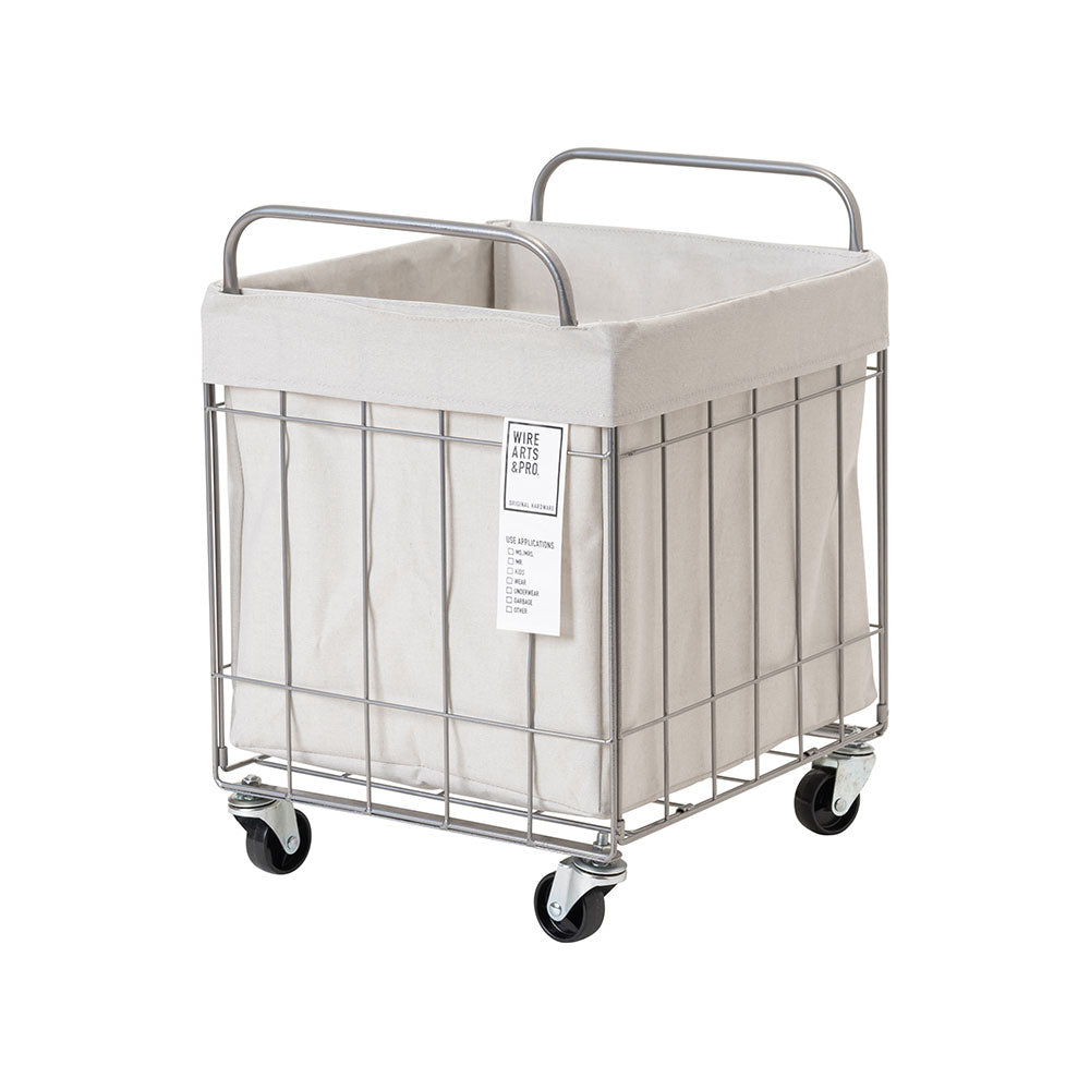 WIRE ARTS ＆ PRO.FOLDING LAUNDRY SQUARE BASKET with CASTER 40L / WIDE