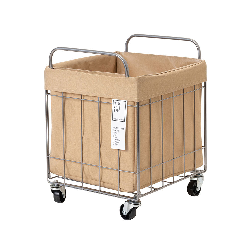 WIRE ARTS ＆ PRO.FOLDING LAUNDRY SQUARE BASKET with CASTER 40L / WIDE