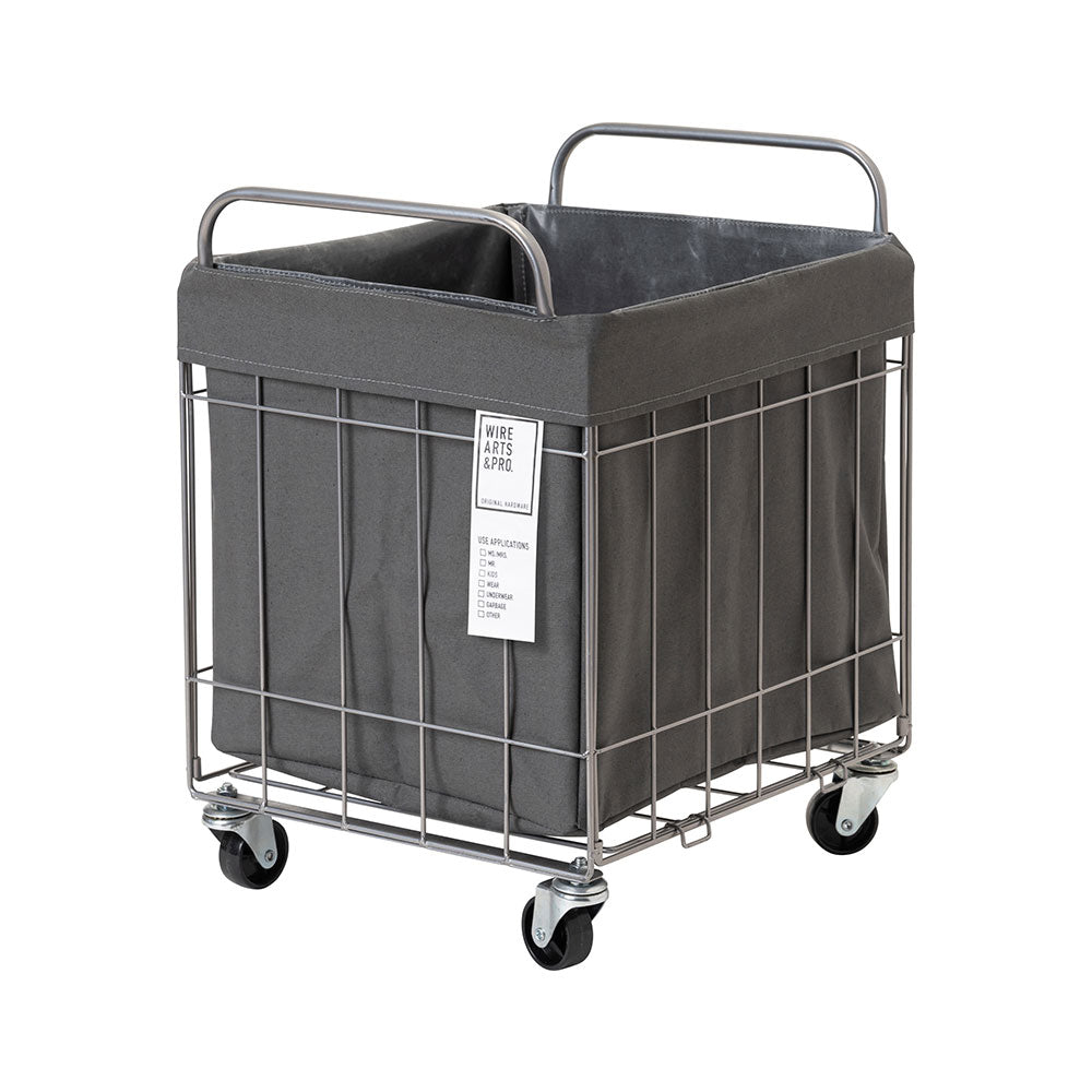 WIRE ARTS ＆ PRO.FOLDING LAUNDRY SQUARE BASKET with CASTER 40L / WIDE