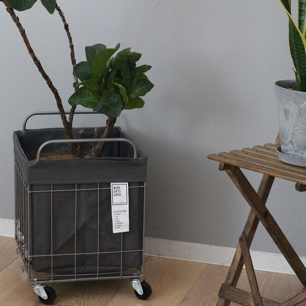 WIRE ARTS ＆ PRO.FOLDING LAUNDRY SQUARE BASKET with CASTER 40L / WIDE