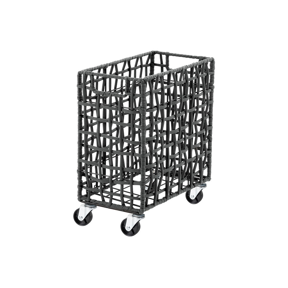 FOLDING ROUGH KNIT LAUNDRY BASKET with CASTER 28L/SLIM