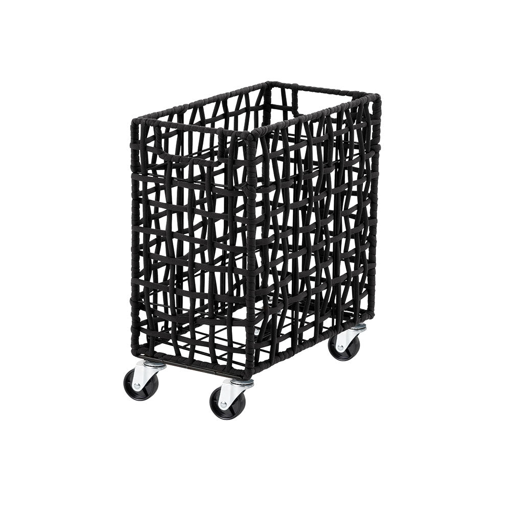 FOLDING ROUGH KNIT LAUNDRY BASKET with CASTER 28L/SLIM
