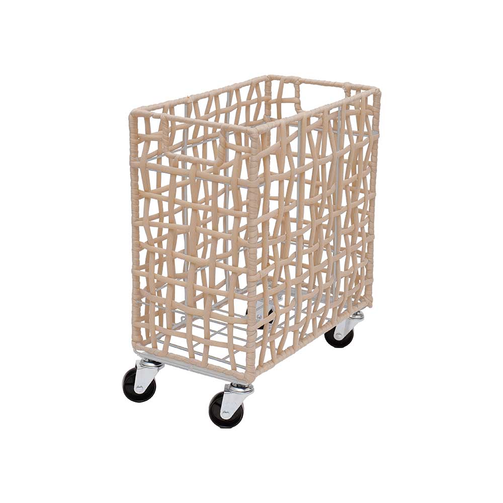 FOLDING ROUGH KNIT LAUNDRY BASKET with CASTER 28L/SLIM