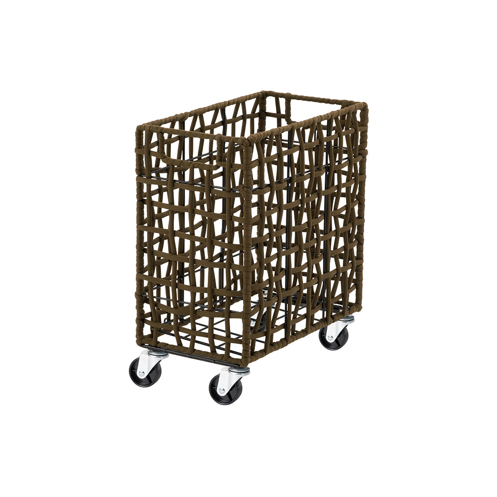 FOLDING ROUGH KNIT LAUNDRY BASKET with CASTER 28L/SLIM