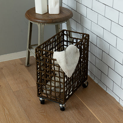 FOLDING ROUGH KNIT LAUNDRY BASKET with CASTER 28L/SLIM