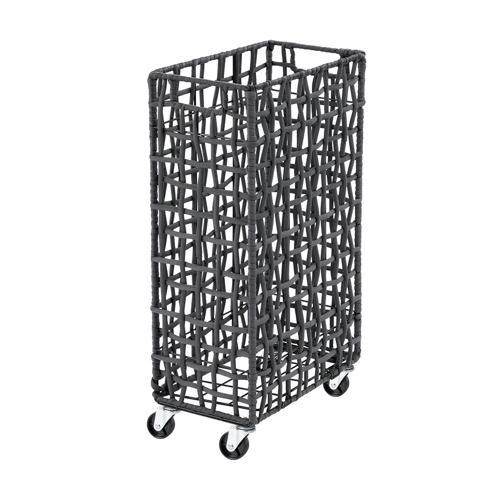 FOLDING ROUGH KNIT LAUNDRY BASKET with CASTER 40L/SLIM