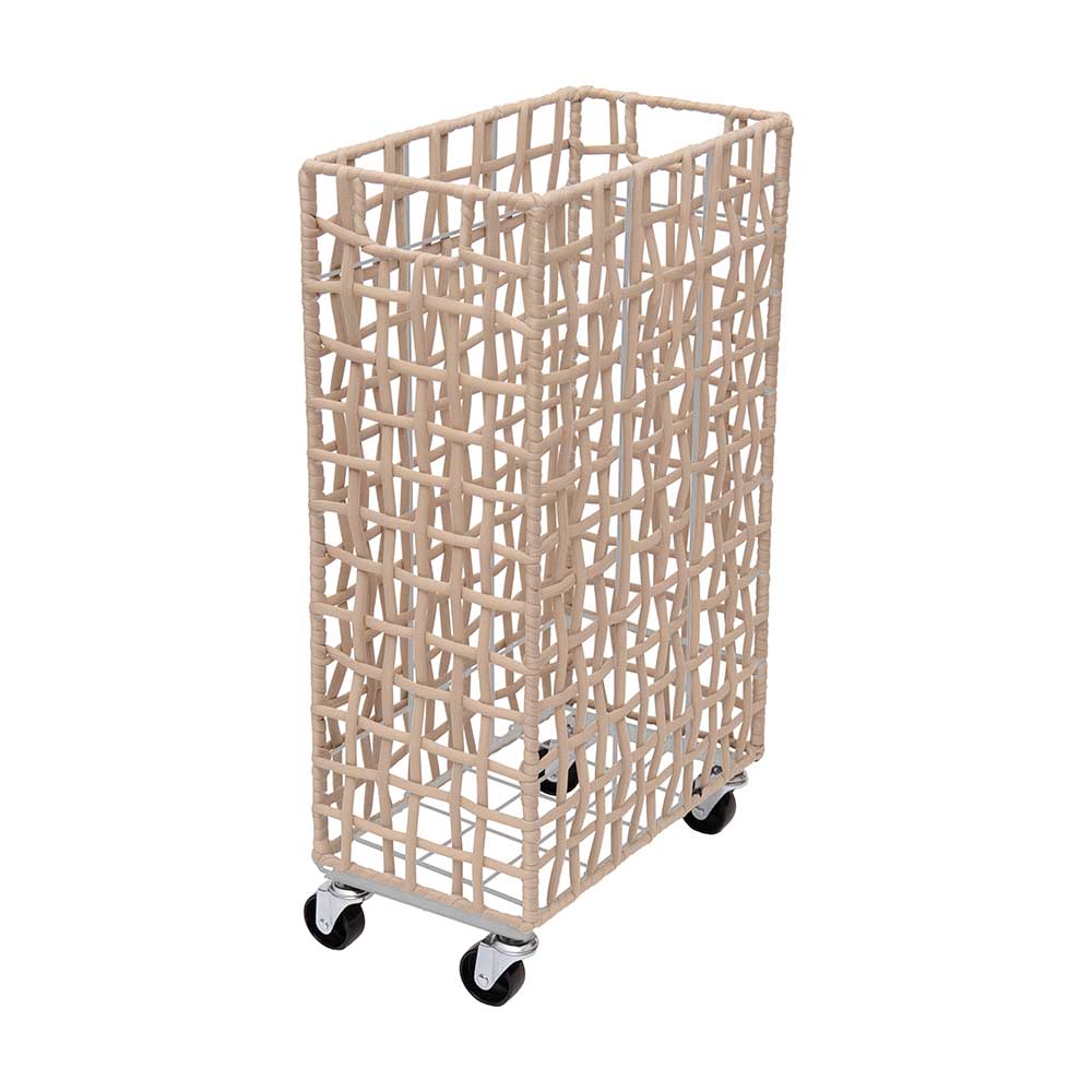 FOLDING ROUGH KNIT LAUNDRY BASKET with CASTER 40L/SLIM