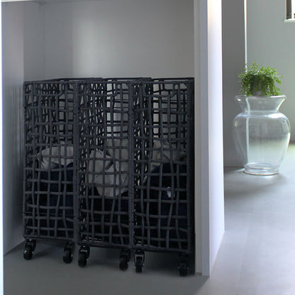 FOLDING ROUGH KNIT LAUNDRY BASKET with CASTER 40L/SLIM